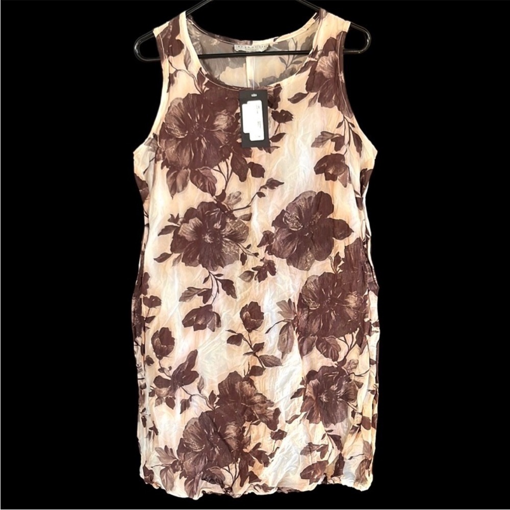 NWT Bryn Walker Luca Floral Bubble Hem Crinkle Tunic Dress Oversized Small